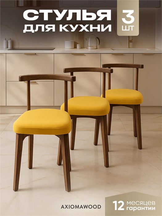 Стулья для кухни 3шт со спинкой мягкие деревянные 3934694DC
